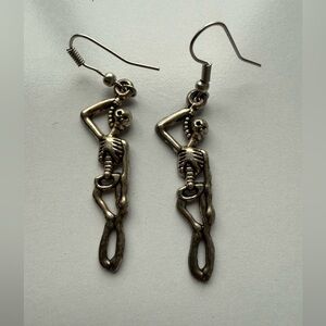 Skeleton Dangle Earrings in Silver